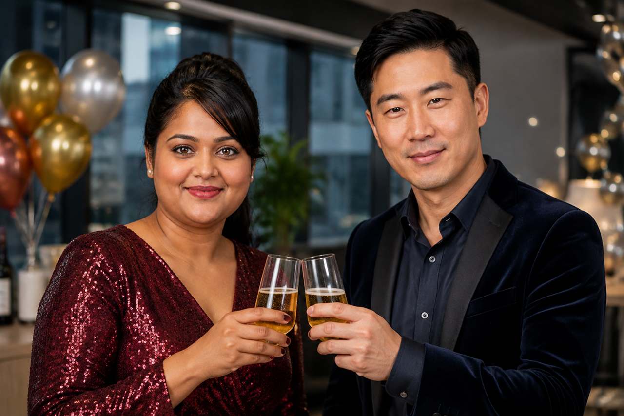 Ananya and Daniel enjoying soft drinks